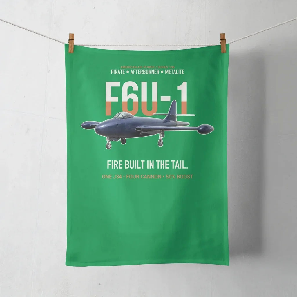 F6U-1 Pirate Fire Built in the Tail design on green towel