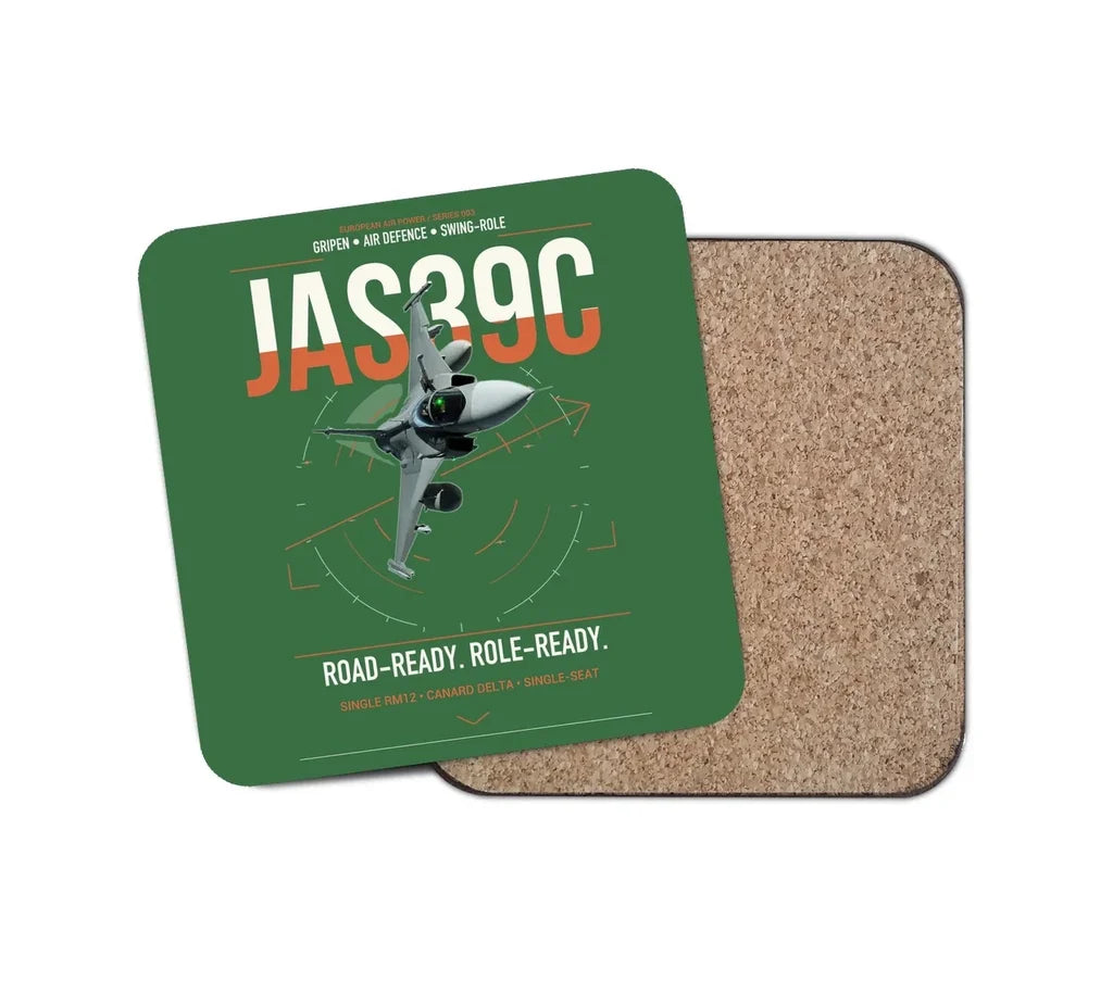 Saab JAS 39C Gripen design on green 1 piece coaster