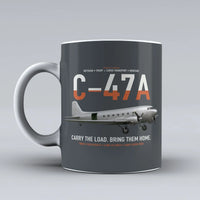 Thumbnail for C-47A Skytrain design on gray ceramic mug, double-side print