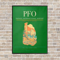 Thumbnail for Paphos International Airport PFO vertical canvas print - framed - green background