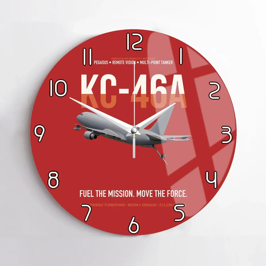 KC-46A PEGASUS design on red no frame wall clock
