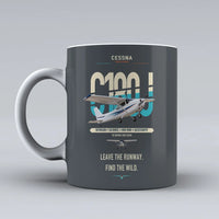 Thumbnail for Cessna 180J Skywagon design on gray ceramic mug, double-side print