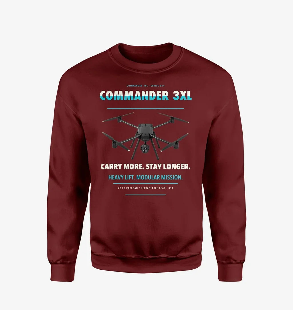 Draganfly Commander 3XL design on wine red sweatshirt