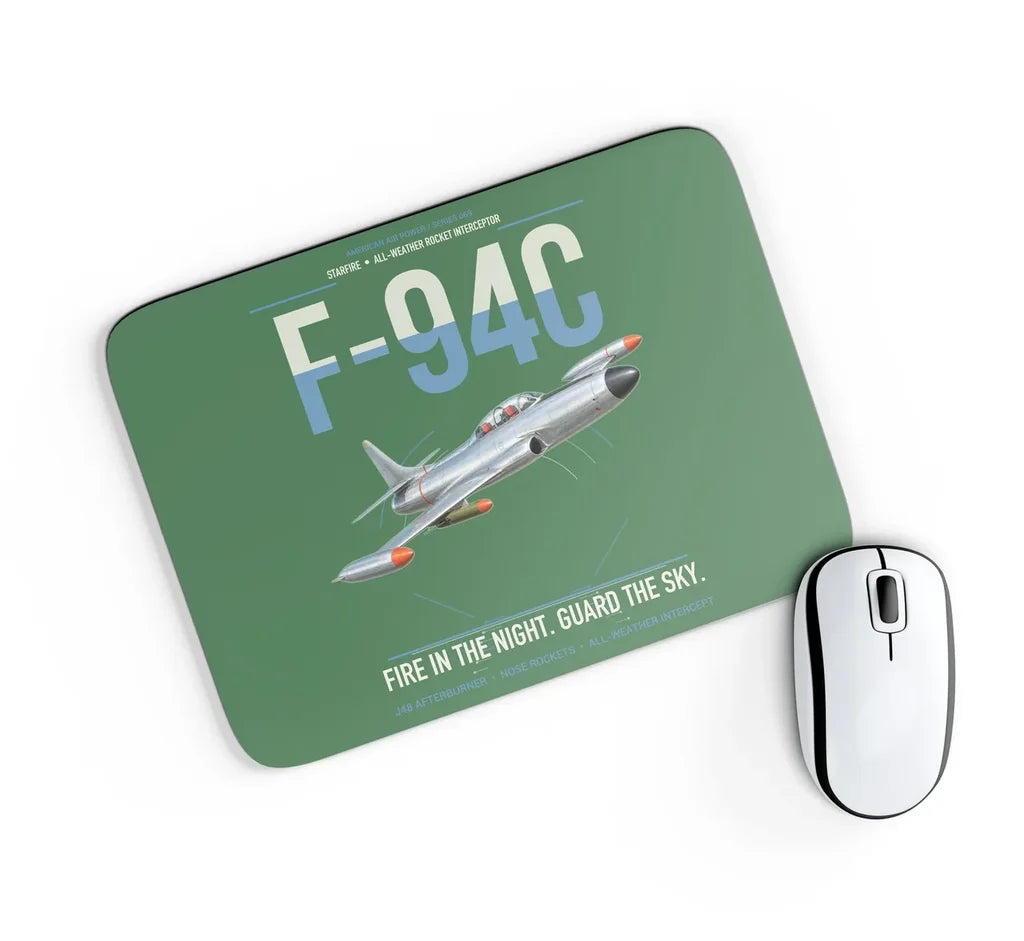 F-94C Starfire design on green rectangle mouse pad