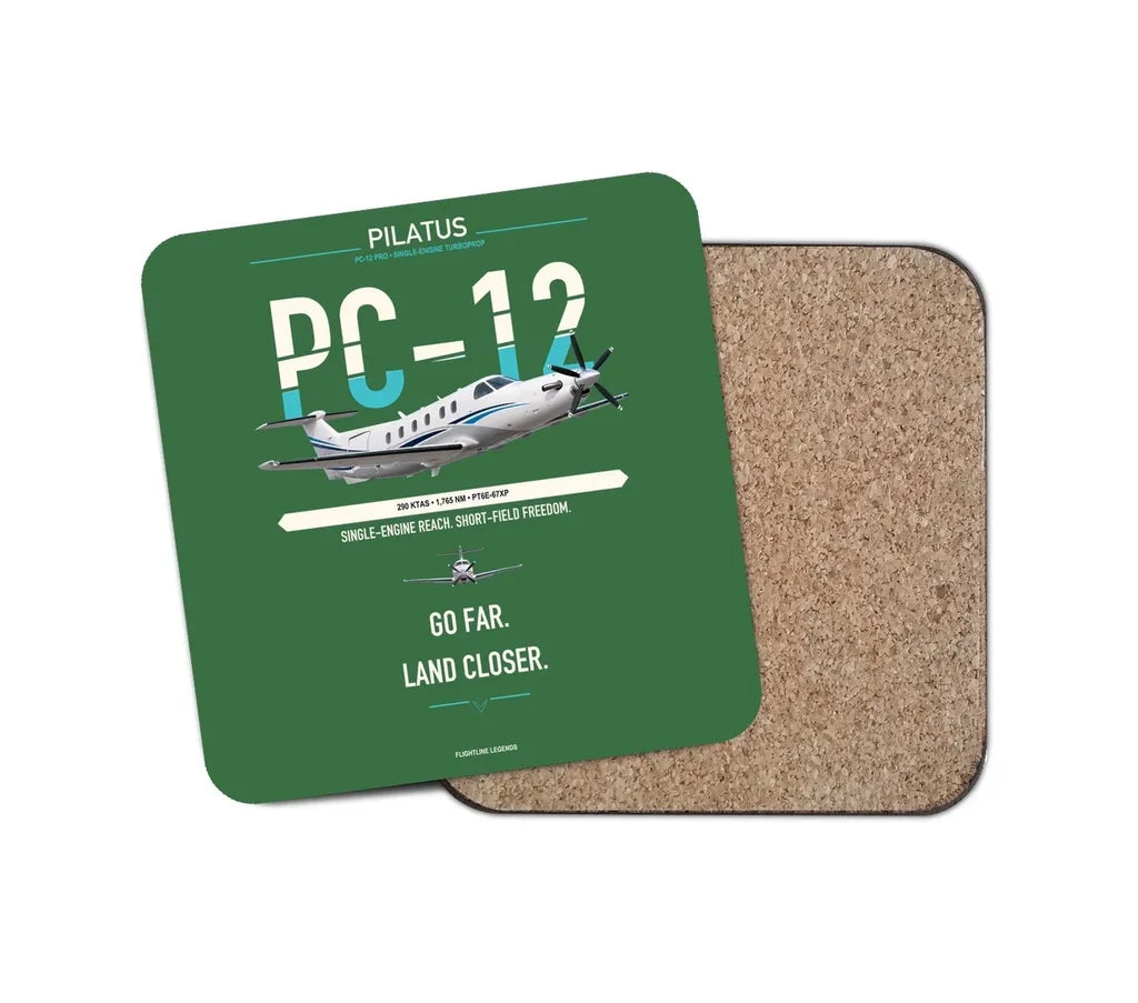 Pilatus PC-12 PRO design on green 1 piece coaster