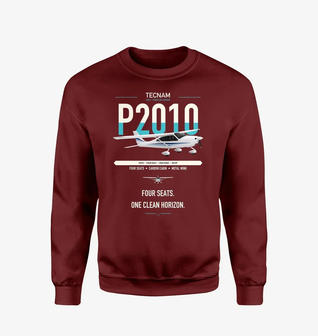Tecnam P2010 design on wine red sweatshirt