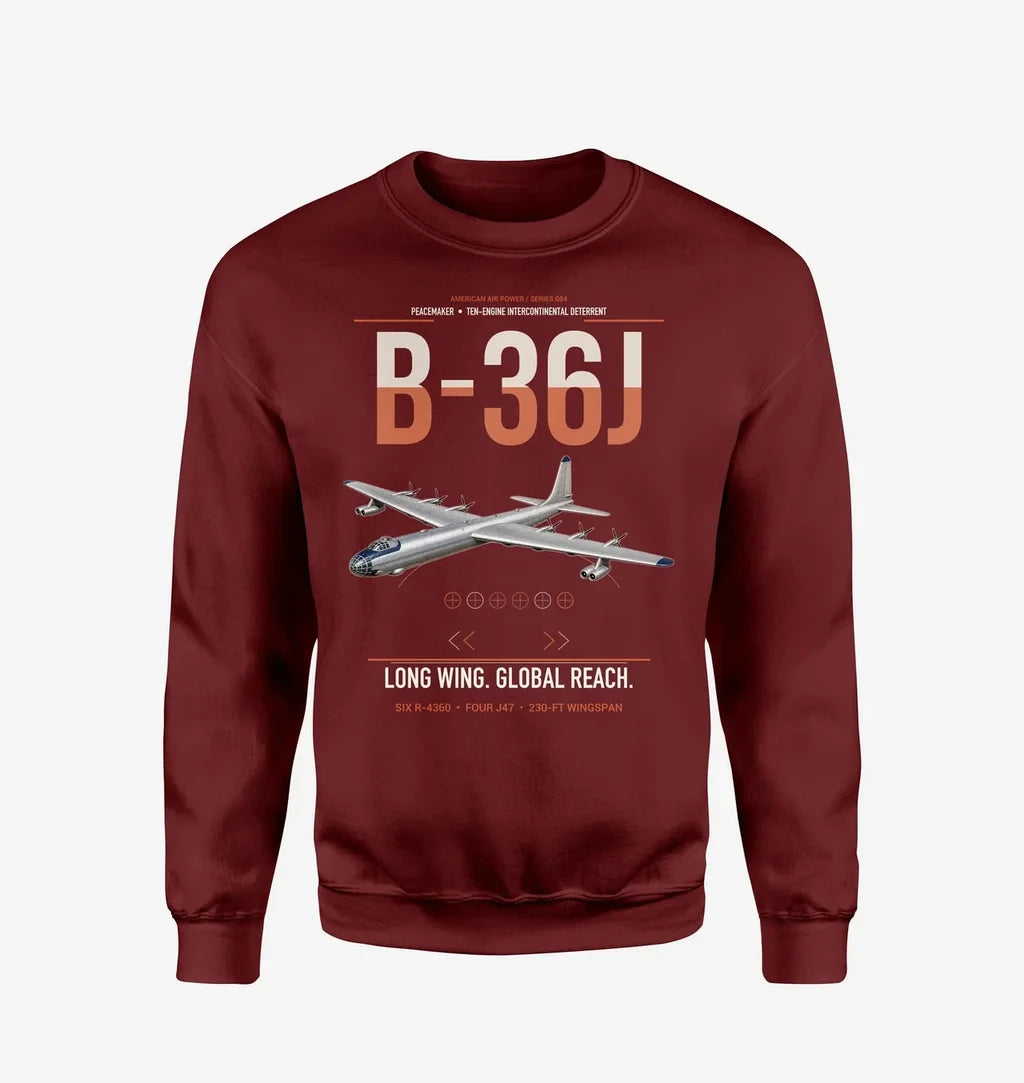 B-36J Peacemaker design on wine red sweatshirt