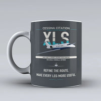 Thumbnail for Cessna Citation XLS design on gray ceramic mug, double-side print