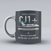 Thumbnail for Cessna Citation CJ1+ design on gray ceramic mug, double-side print