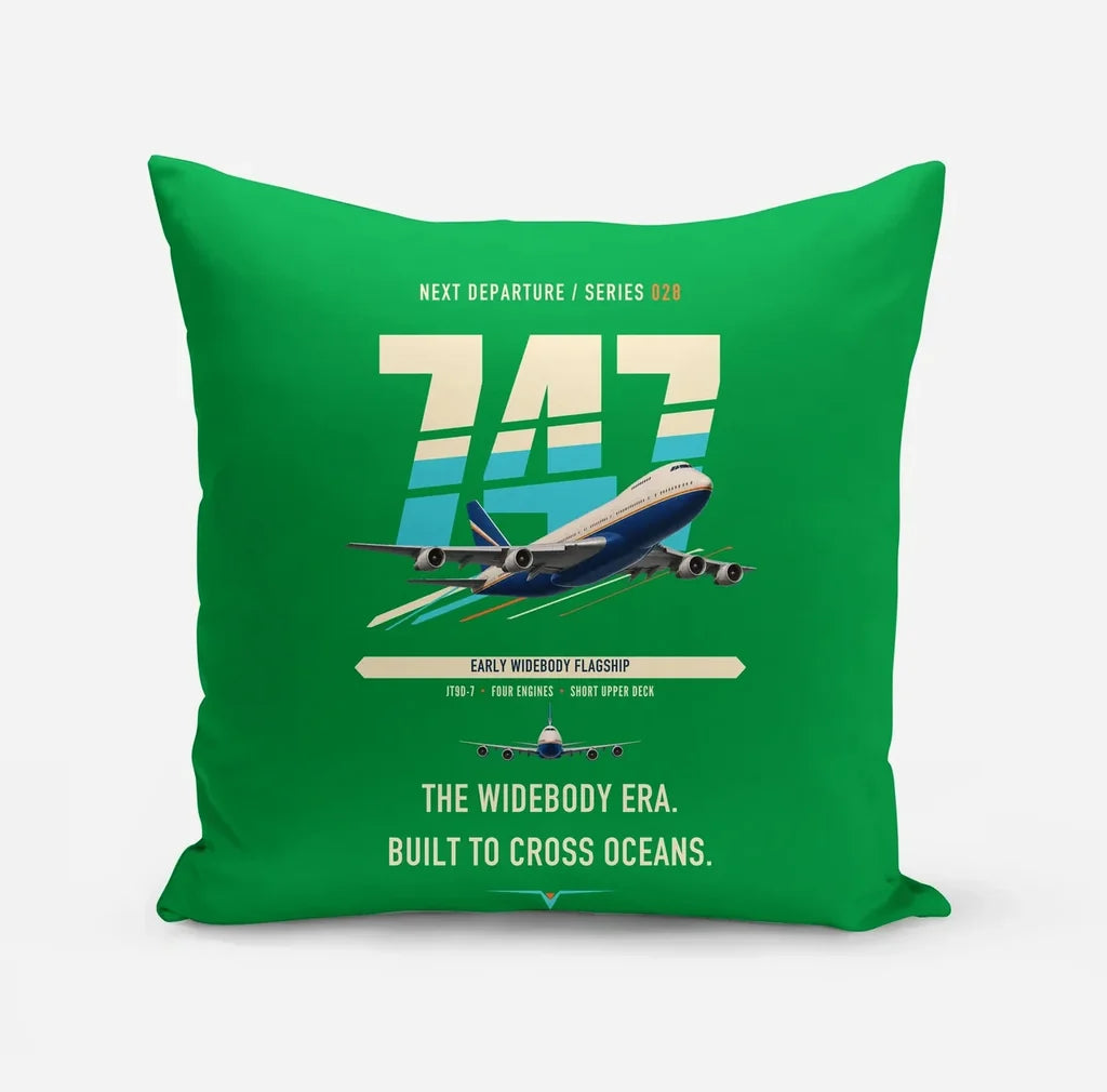 Boeing 747-200B design on green pillow