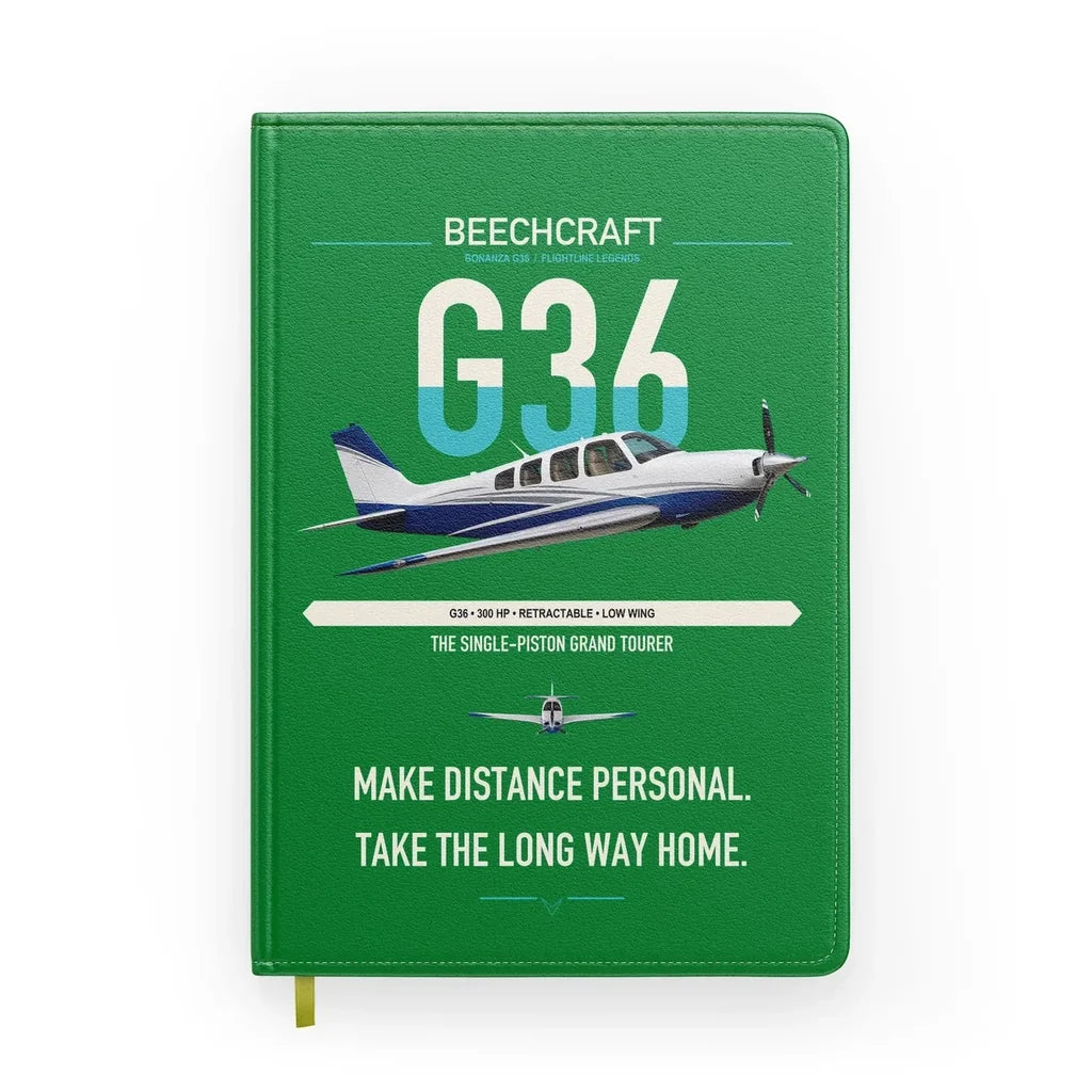 Beechcraft Bonanza G36 design on green notebook
