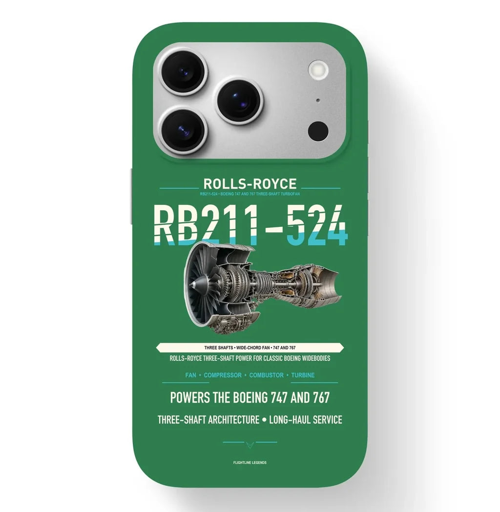 RB211-524 Case design on green iphone case