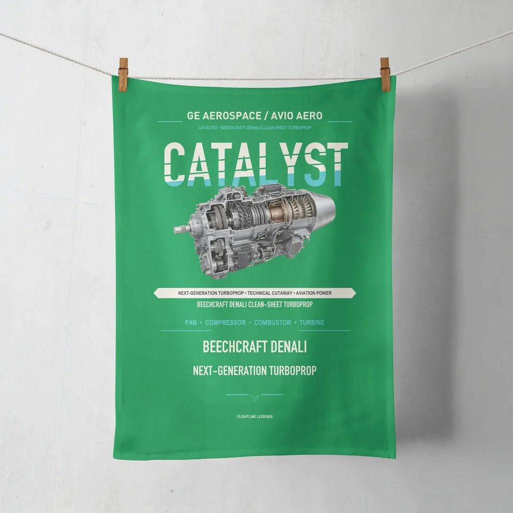 CATALYST design on green towel