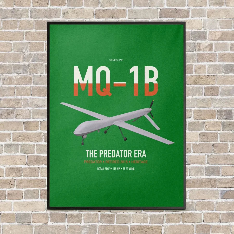 MQ-1B Predator vertical canvas print - framed - green background