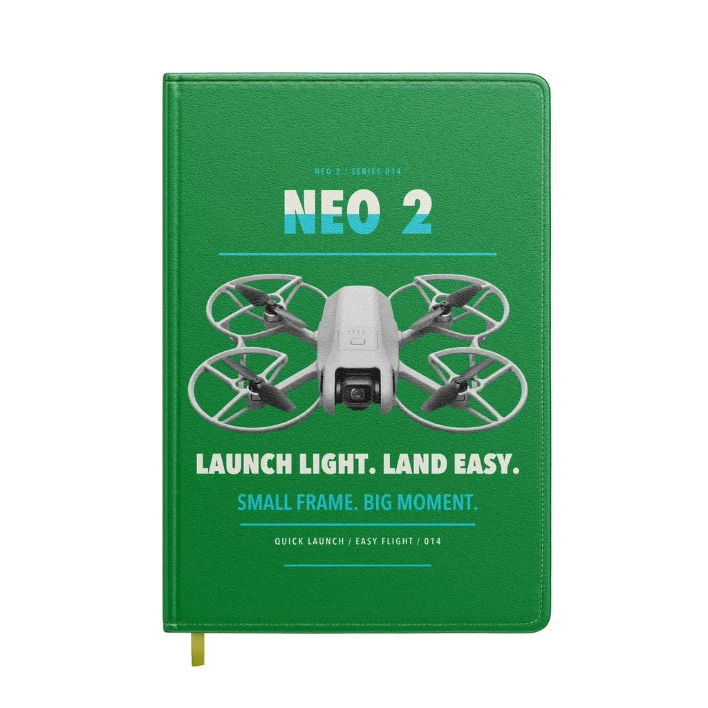 DJI Neo 2 design on green notebook