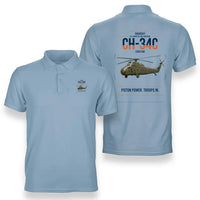 Thumbnail for Sikorsky CH-34C Choctaw design on light blue double-side polo t-shirt, double-side print
