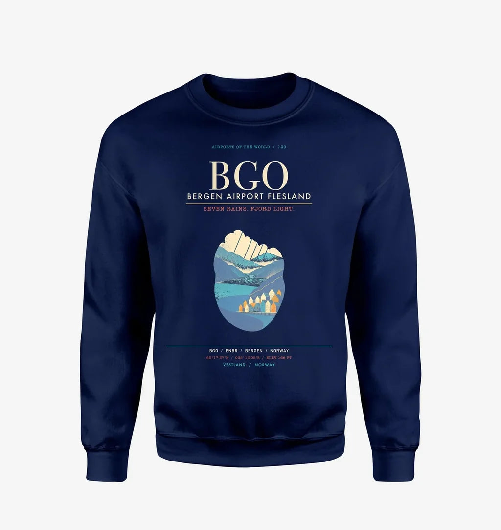 Bergen Airport Flesland BGO Sweatshirt - Navy Blue