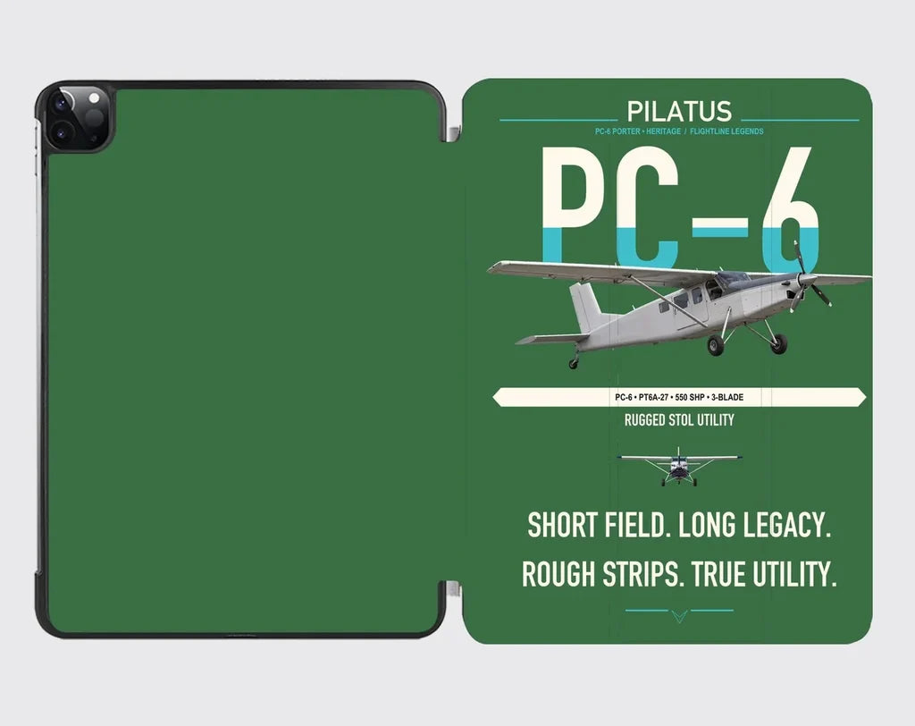 Pilatus PC-6 Porter design on green ipad tablet case