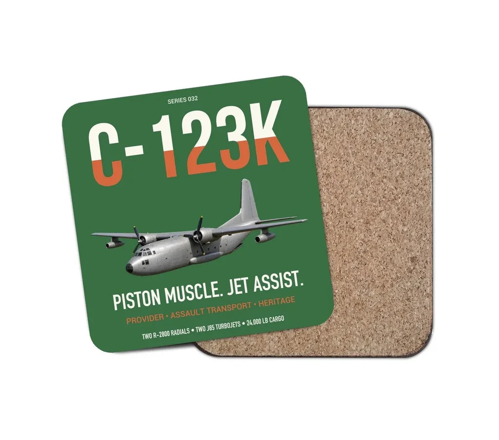 C-123K Provider design on green 1 piece coaster