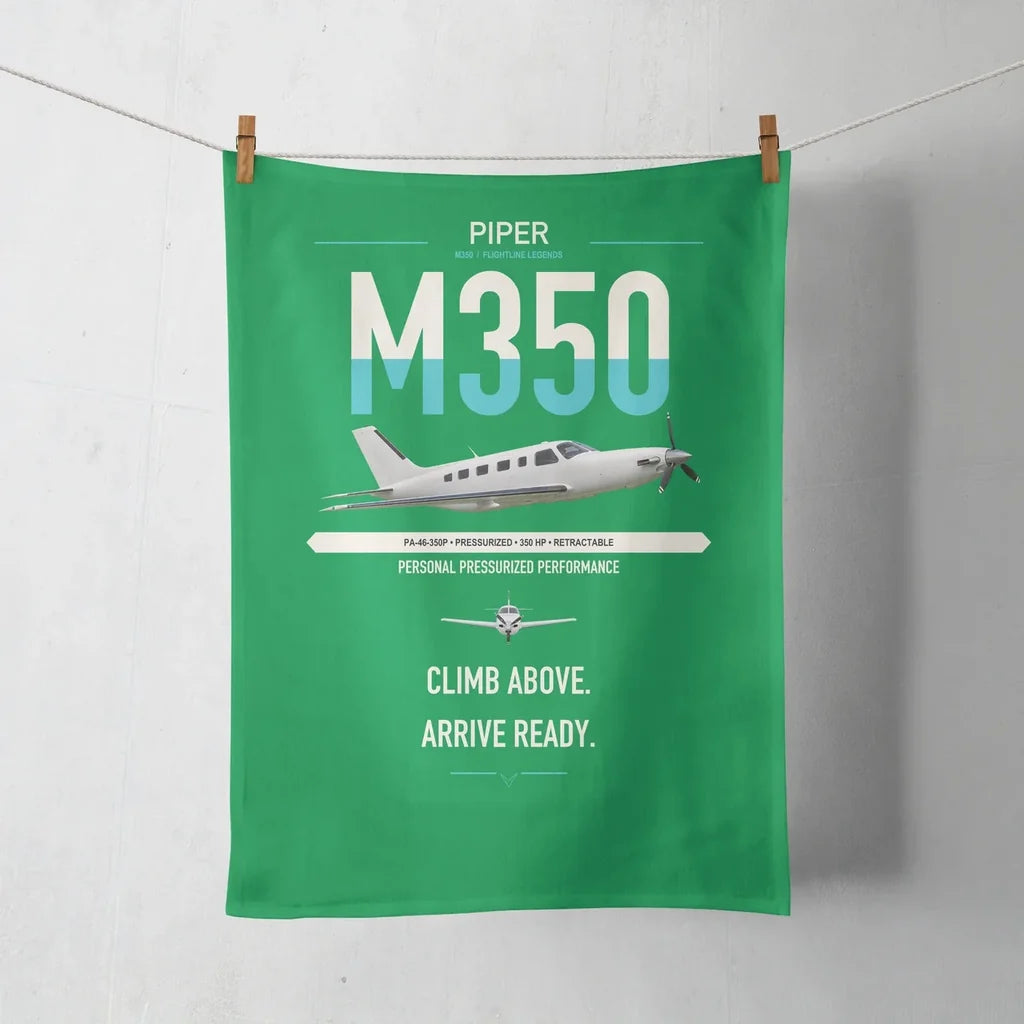 Piper M350 design on green towel