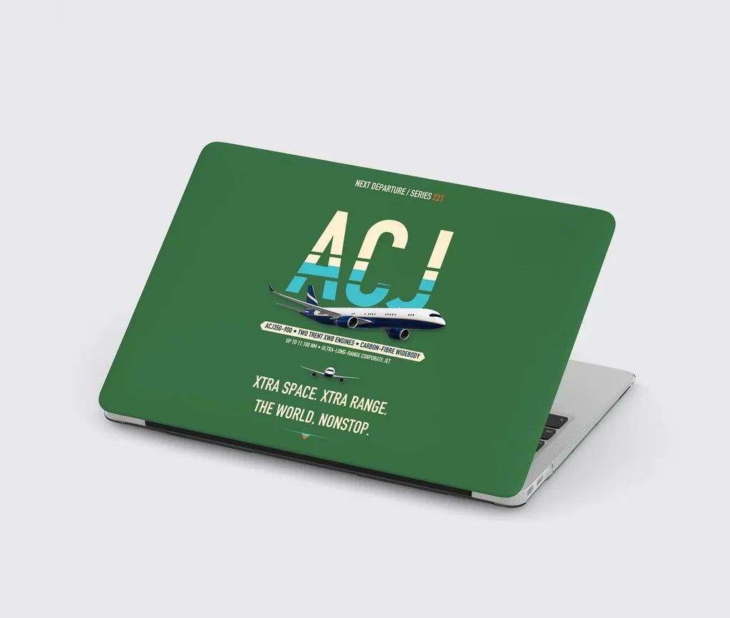 Airbus ACJ350 / exact ACJ350-900 design on green MacBook case