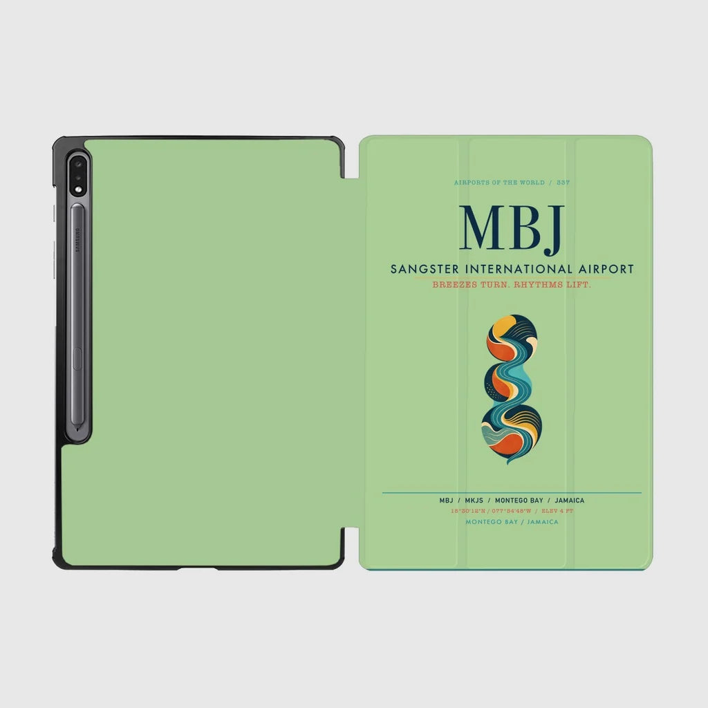 Sangster International Airport (MBJ) design on light green samsung tablet tablet case