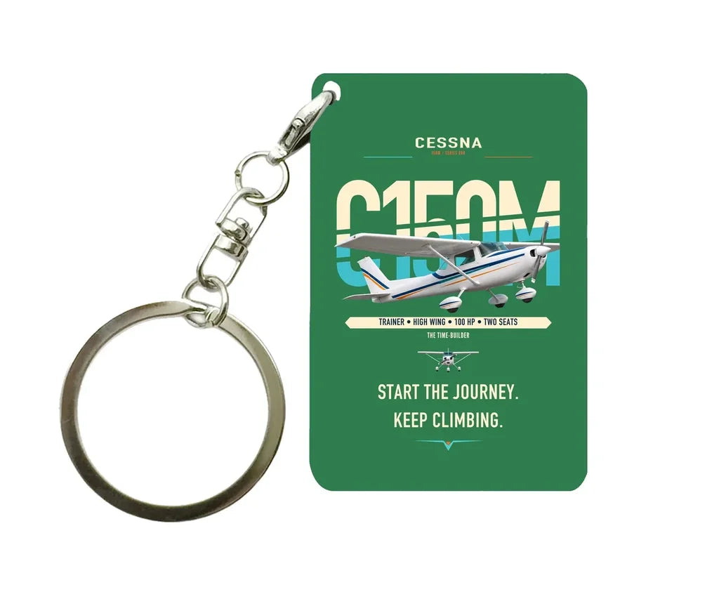 Cessna 150M design on green designed key chain, double-side print