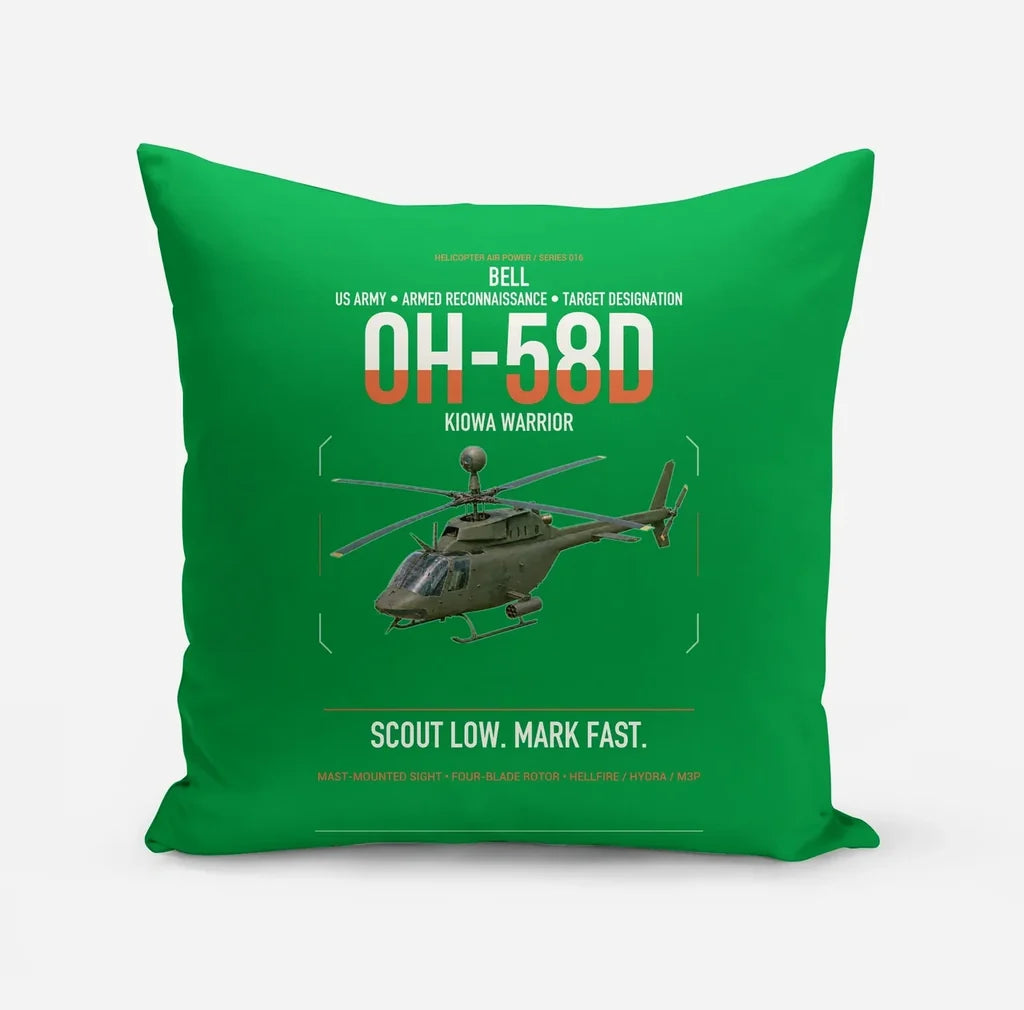 Bell OH-58D Kiowa Warrior design on green pillow