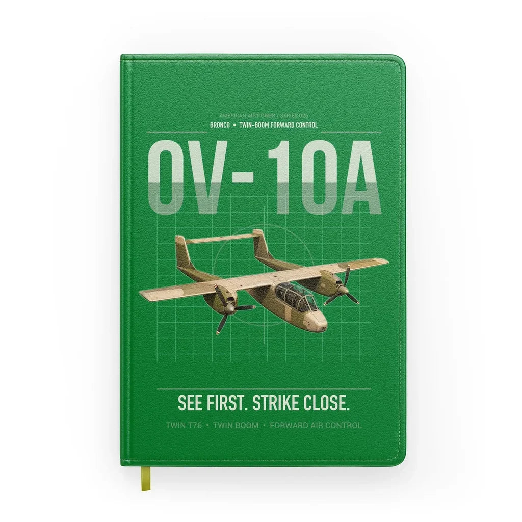 OV-10A Bronco design on green notebook