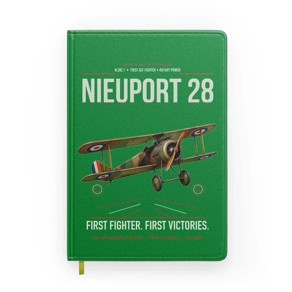 Nieuport 28C.1 design on green notebook