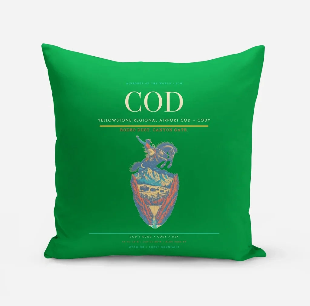 Yellowstone Regional Airport (COD) design on green pillow