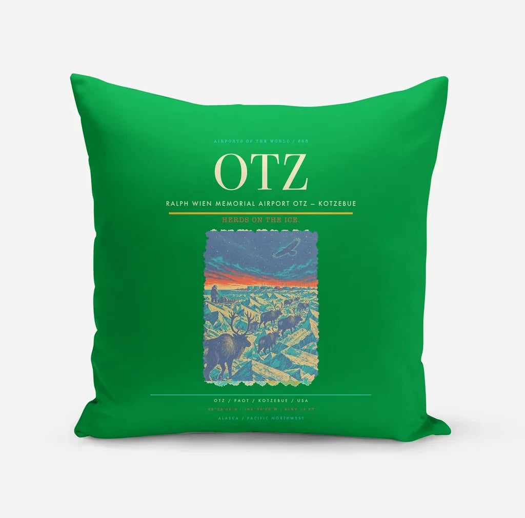 Ralph Wien Memorial Airport (OTZ) design on green pillow