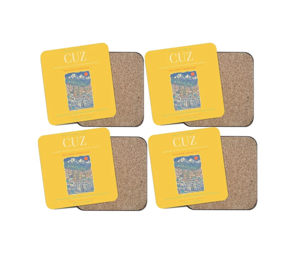 Alejandro Velasco Astete International Airport CUZ Coaster 4-Pieces-Set - Yellow