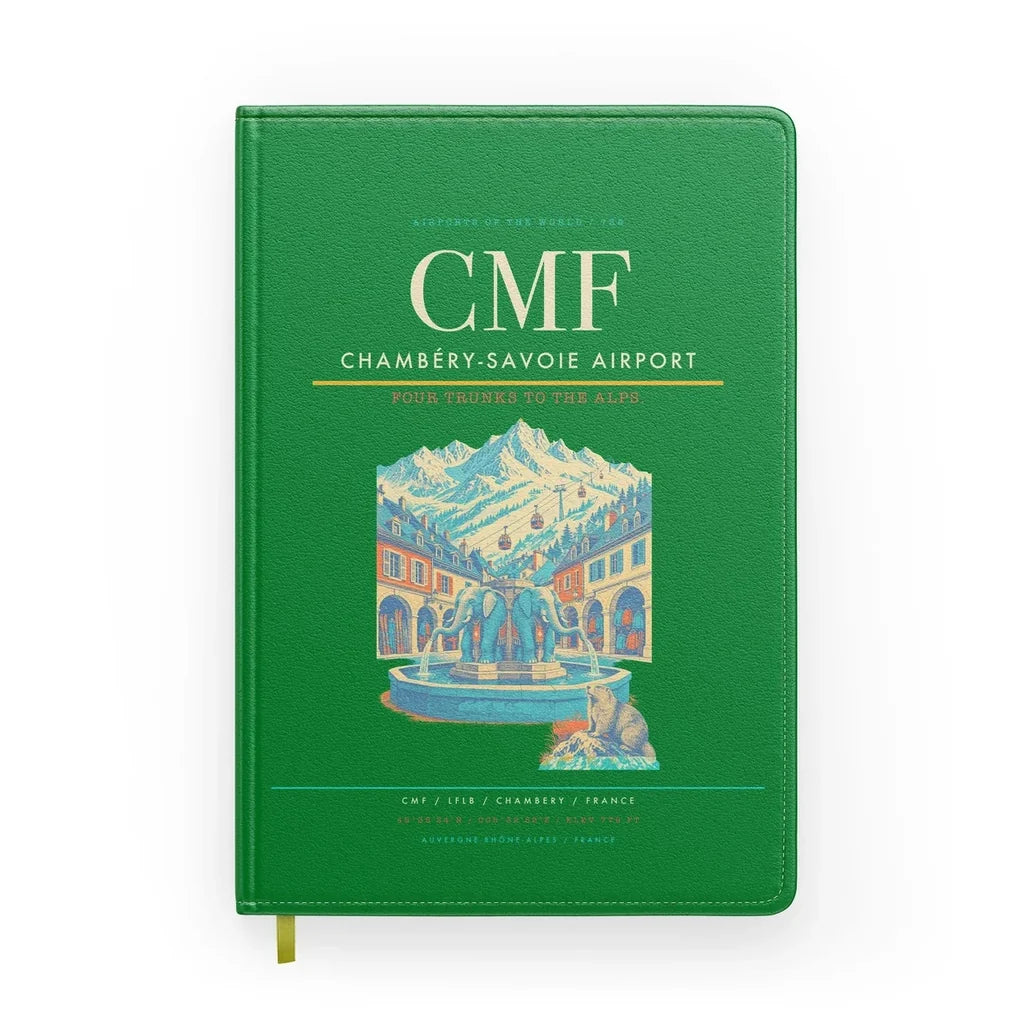 Chambéry-Savoie Airport (CMF) design on green notebook