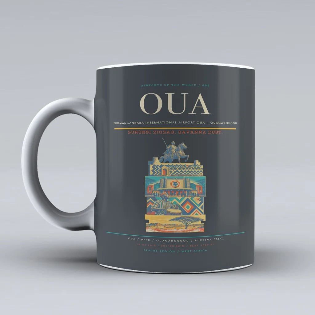 Sankara International Airport OUA — Ouagadougou Mug design on gray thomas