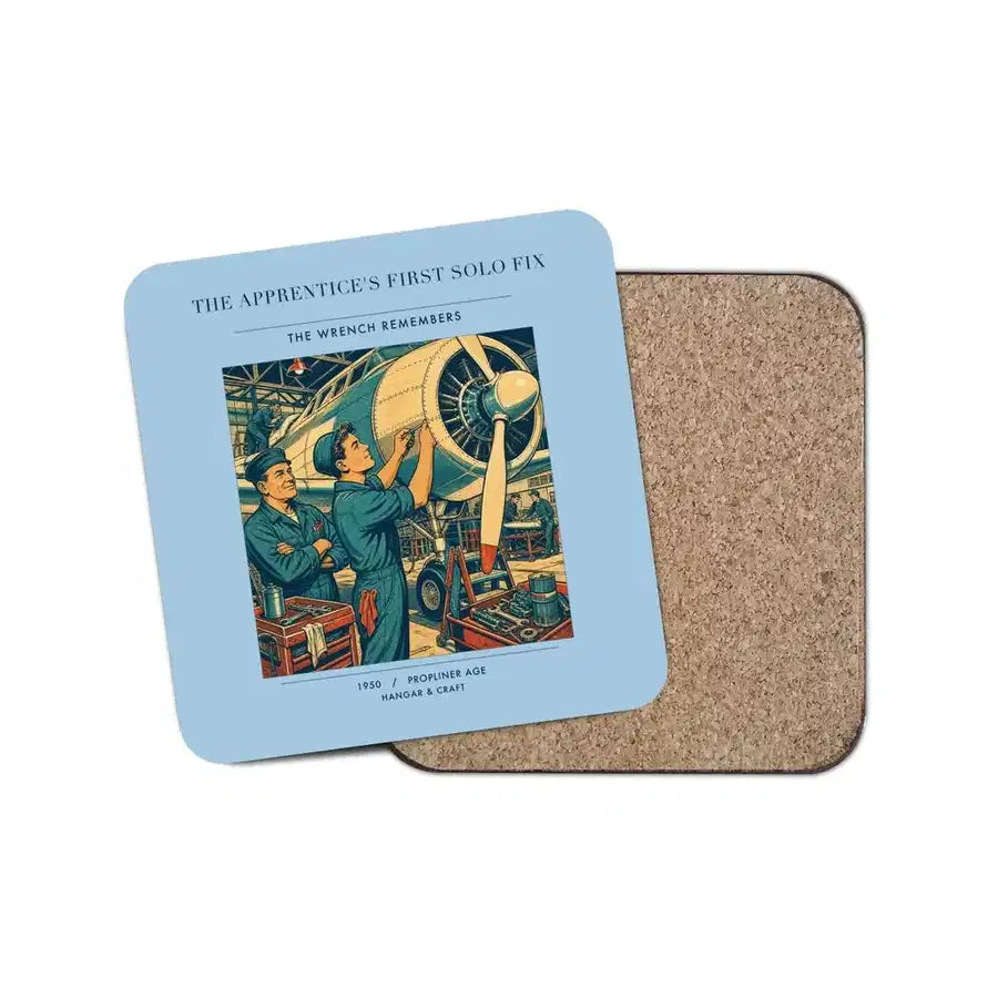 The Apprentice's First Solo Fix - Designed Coasters design on light blue 1-piece