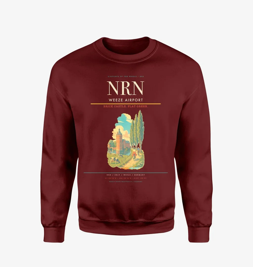 Weeze Airport (NRN) design on wine red sweatshirt