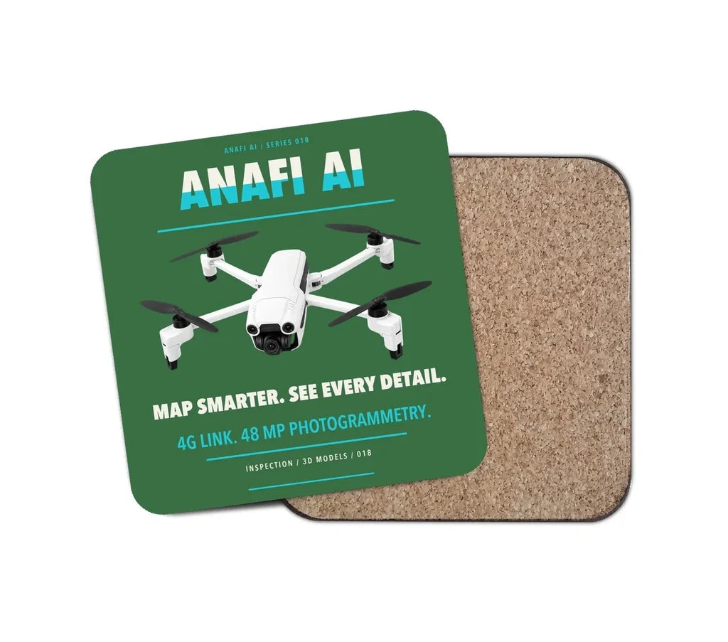 Parrot ANAFI Ai design on green 1 piece coaster