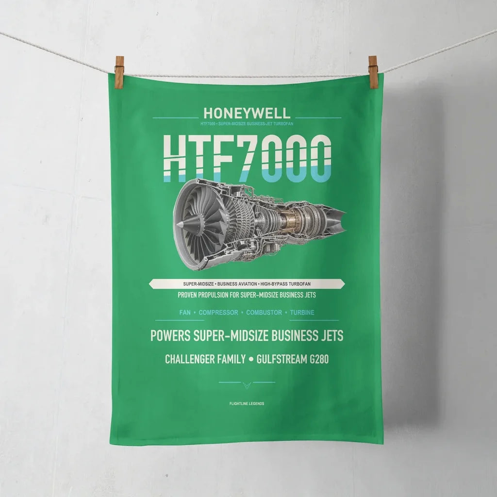 HTF7000 design on green towel