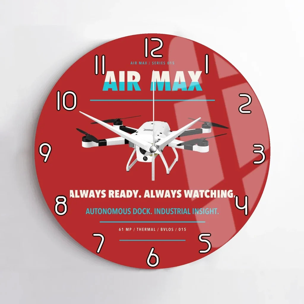Percepto Air Max design on red no frame wall clock