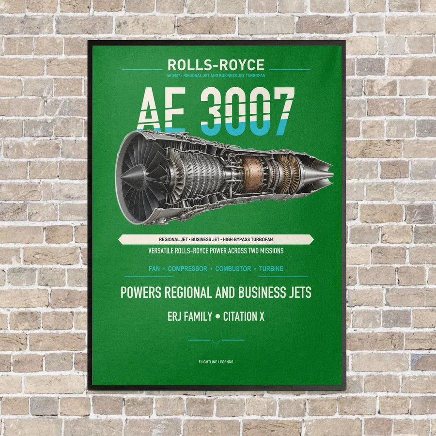 AE 3007 vertical canvas print - framed - green background