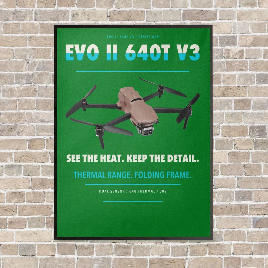 Autel EVO II Dual 640T V3 vertical canvas print - framed - green background