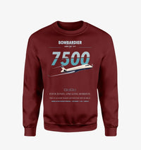 Thumbnail for Bombardier Global 7500 design on wine red sweatshirt