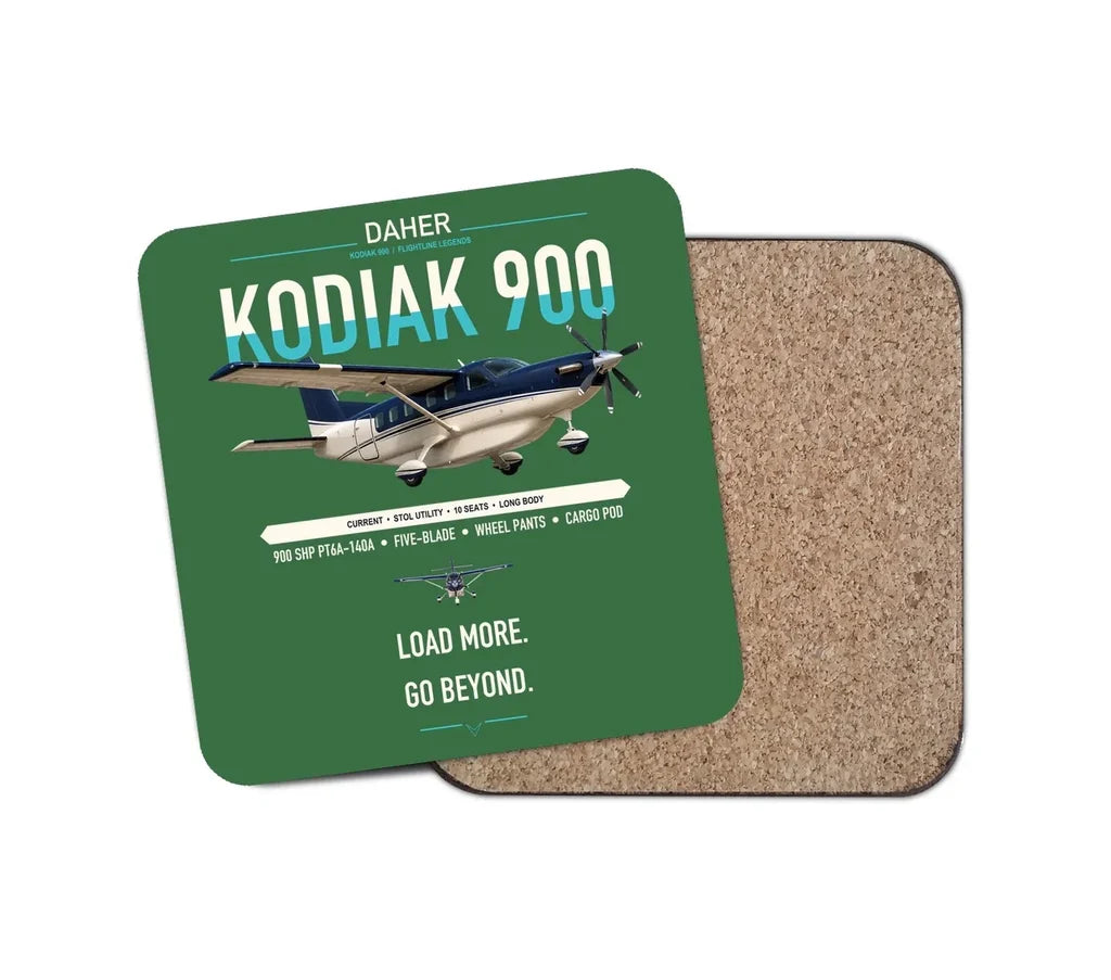 Daher Kodiak 900 design on green 1 piece coaster