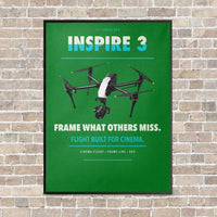 Thumbnail for DJI Inspire 3 vertical canvas print - framed - green background
