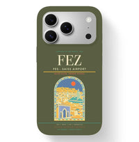 Thumbnail for Fez Airport (FEZ) design on green army iPhone 17 Pro MagSafe case