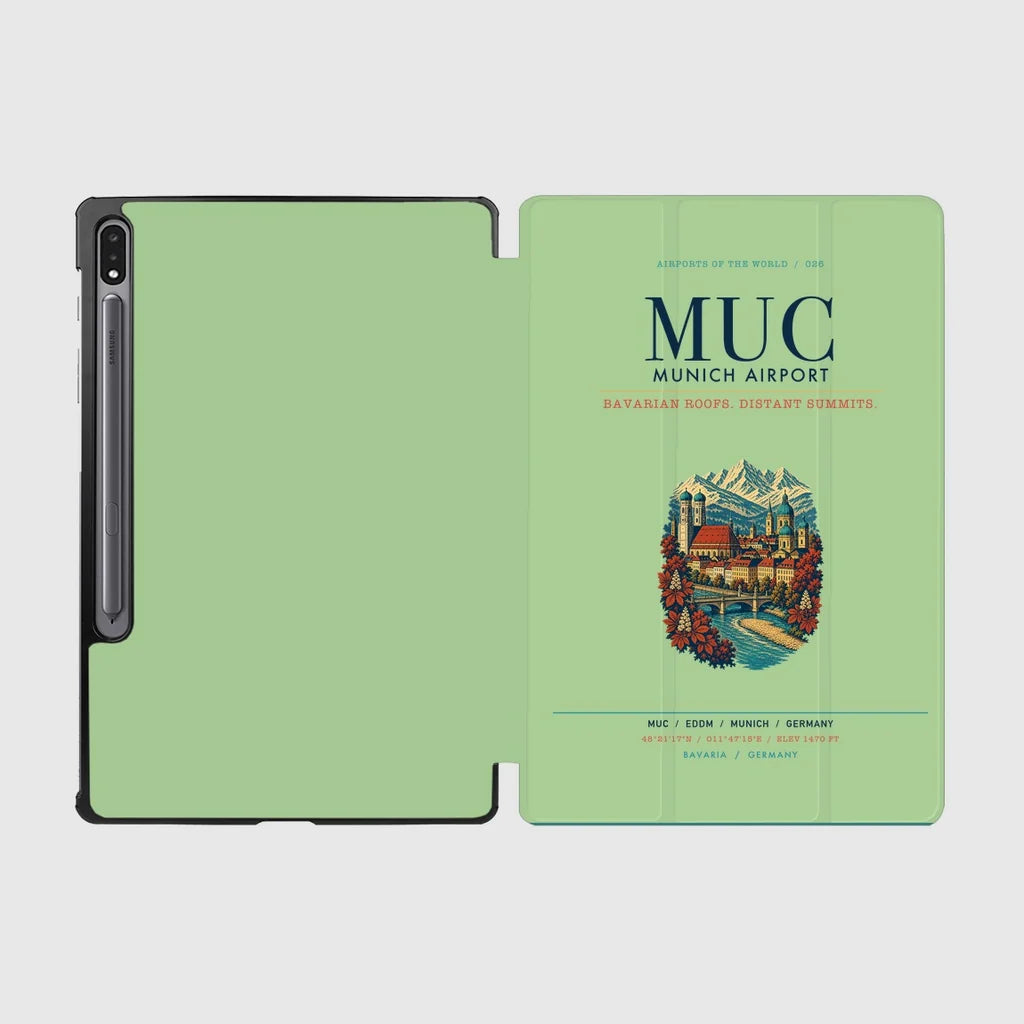 Munich Airport (MUC) design on light green samsung tablet tablet case