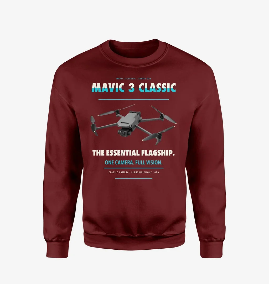 DJI Mavic 3 Classic design on wine red sweatshirt