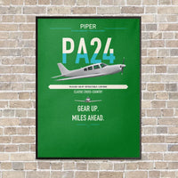 Thumbnail for Piper PA-24-250 Comanche 250 vertical canvas print - framed - green background