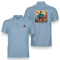 Thumbnail for VINTAGE G4204 - The Polar Sun Compass - Double-Side Polo T-Shirt design on lightblue